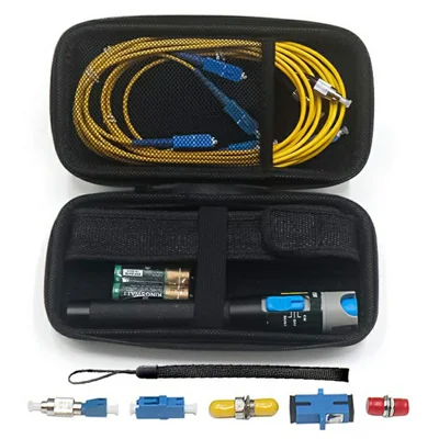 B214 650nm 10km Localizador Visual de Fallos Kit de Herramientas de Prueba de Fibra Óptica con Acoplador de Fibra y Cable Simplex