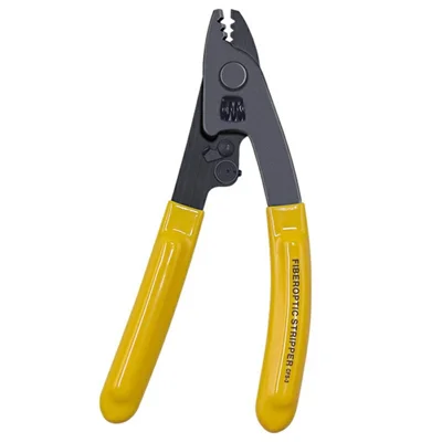 Three-Jaw Fiber Optic Coating Stripping Pliers Auto-Locking Blade for Field Work - Yellow