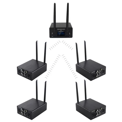 AU680AR4 1 Transmitter + 4 Receivers Wireless Audio Transmitter and Receiver UHF XLR 100m System - US Plug