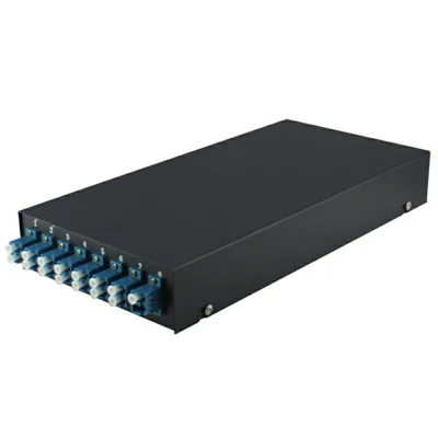 8-Port LC Duplex Fiber Optic Termination Box Cold Rolled Steel Wall Mount Splice Tray for FTTH - Black