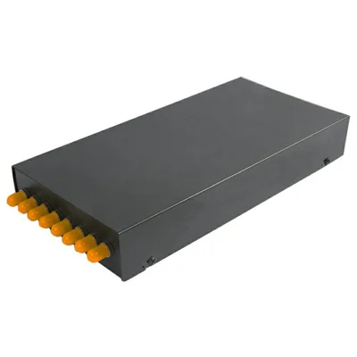 8-Port ST Fiber Optic Termination Box 0.6-0.8mm Cold Rolled Steel with Splice Tray and Pigtails - Black