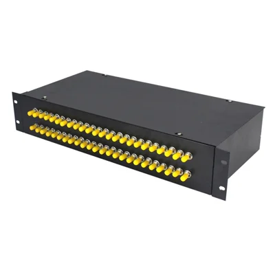 48-Port ST Fiber Optic Termination Box 0.6-0.8mm Cold Rolled Steel with Splice Tray and Pigtails - Black