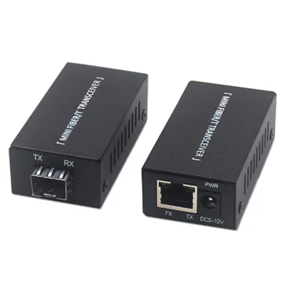 1 Pair Mini Gigabit Fiber Optic Media Converter 10 / 100 / 1000M Auto-Negotiation for Security Monitoring Data Centers Industrial Automation - US Plug
