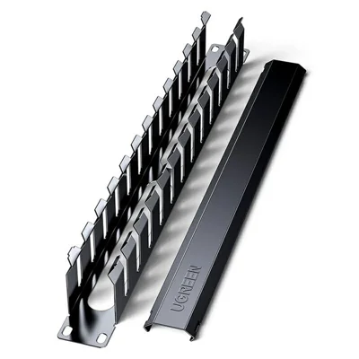 UGREEN NW128 70424 24-Port 19 Inch 1U Cable Management Rack Ethernet Network Patch Panel Engineering Grade for Server Rack Organization - Black