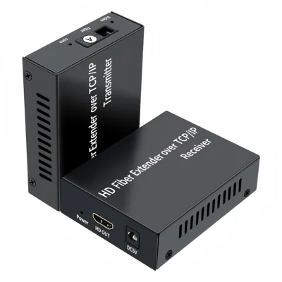 HF20 HD Fiber Optic Extender Kit 20KM 1080P / 60Hz SC Single Mode Fiber Transmission Audio Video Sync Plug and Play for Long Distance HD Transmission - US Plug