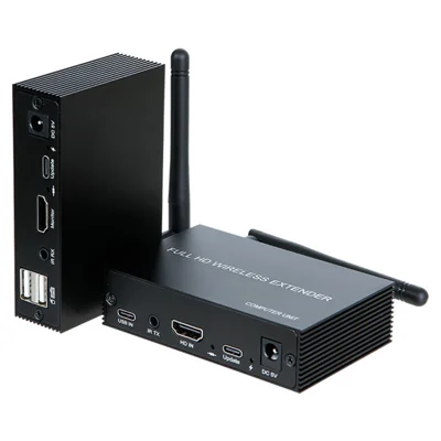 WRE200 Wireless HD KVM Extender Kit 200m 1080P USB KVM IR Return Plug and Play for Home AV Security - US Plug