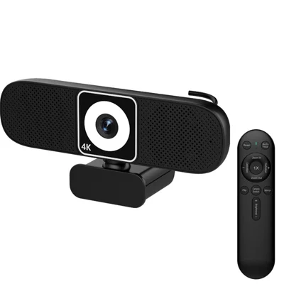L006 USB 2.0 Webcam 4K UHD with Dual Speakers, Built-In Noise-Reducing Microphone, Plug and Play for Video Calls - Black