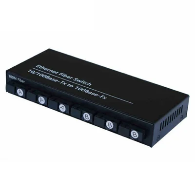 Convertisseur multimédia 6 fibres SC + 2 ports RJ45 10 / 100 Mbps Adaptatif Monomode à fibre unique 155 Mbps 20 km pour réseaux CCTV - Prise US