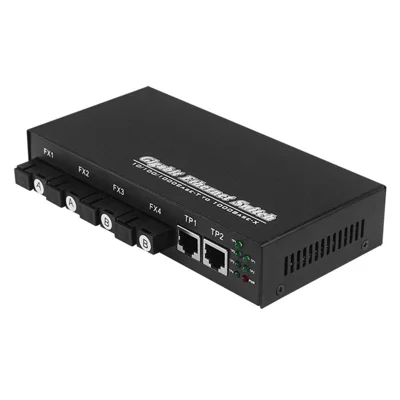 Transmetteur de fibre Gigabit 4 SC monomode à fibre unique avec 2 ports RJ45 Gigabit, transmission 3-5 km pour réseau LAN - Prise US