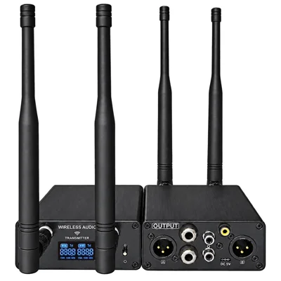 MEASY AU680B Wireless Audio Transmitter and Receiver UHF 590-630MHz 20CH Transmission System for Stage Performance - US Plug
