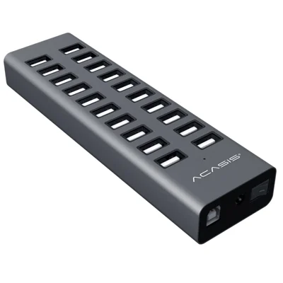 ACASIS H037 USB2.0 Hub Multi-Function Extended 20-Port Hub Adapter with Power Supply Port - US Plug