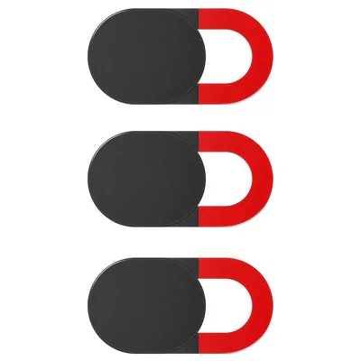 3Pcs Cubierta de cámara web Deslizante de Seguridad de Privacidad Ultra Delgada para Laptop, teléfono / Tableta / PC - Negro / Rojo