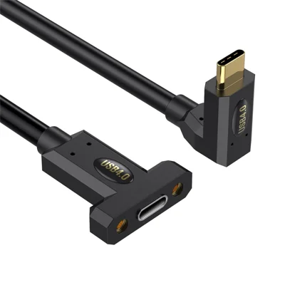 2m USB 4.0 Type-C Up-Angle to Type-C Female Panel Mounting Extension Cable 240W 8K 40Gbps Data Cord