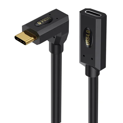 0.3m USB 4.0 Type-C Up-Angle Male to Female Extension Cable 240W Fast Charging 8K 40Gbps Data Transfer Cord