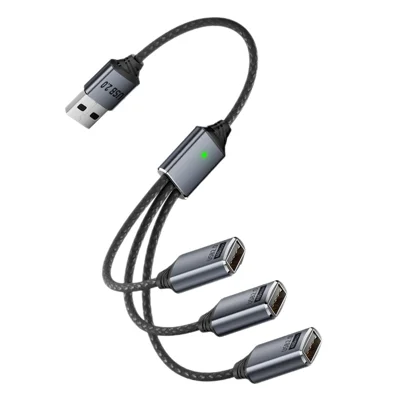 3 in 1 USB-A / Type-C Male to Female Splitter Expansion Cable USB 2.0 Multi-Port Expander Wire Support OTG - USB Male To USB Female