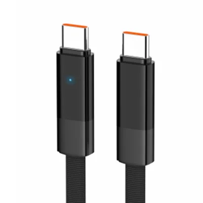LDNIO LC241c 1m 100W USB-C to USB-C Cable Auto Power Cut-off LED Breathing Light Date Cord for Laptop Phone - Black