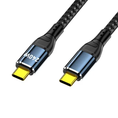 D24005 Câble USB-C droit de 50 cm Câble de données avec puce E-Marker pour charge rapide PD 3.1 240 W - Noir