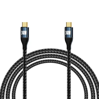 Câble droit D24020 2 m USB-C vers USB-C 240 W Câble de données avec puce E-Marker et charge rapide PD 3.1 pour ordinateur portable - Noir