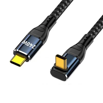 D24305 50 см Вертикальный угловой кабель USB-C – USB-C, быстрая зарядка PD 3.1 240 Вт, кабель для зарядки и передачи данных для ноутбука — черный