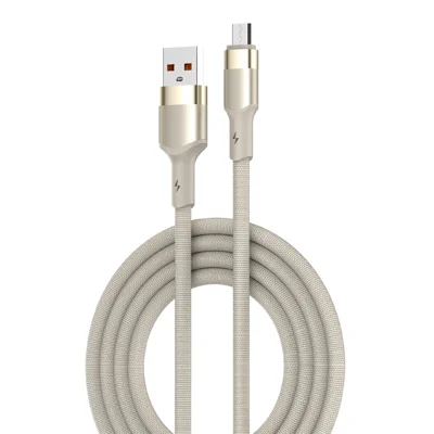 LDNIO LS352-M 1m USB-A to Micro-USB Cable 50W Fast Charging Braided Data Cable with Reinforced Metal Connector - Titanium Gold