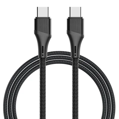 LDNIO LC631c-100W 1m USB-C to USB-C Cable 100W PD Fast Charging Braided Data Cable for Laptop Phone - Grey - Black