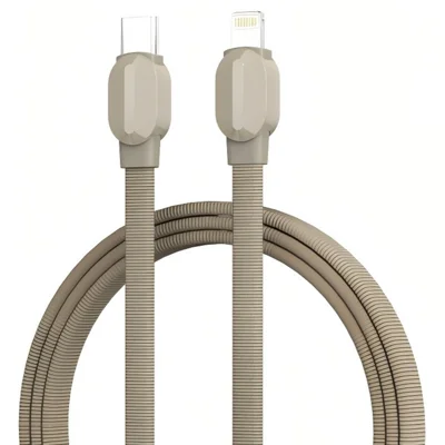 LDNIO LC211i 1 m Type-C til iP (5-14) kabel, PD 30 W hurtigopladning, viklet datakabel til iPhone 8-14 – titan-guld