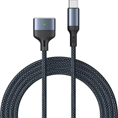 140W USB-C to Compatible with MagSafe 3 Cable Braided Charging Cord for MacBook Air (2022) M2  /  MacBook Pro 14 (2021)  /  (2023)  /  Pro 16 (2021)  /  (2023) - Blue