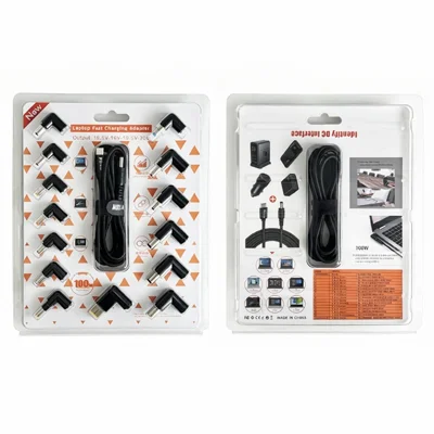 Cable de carga rápida 100 W PD Kit de cable USB-C a DC con 14 adaptadores DC para portátil