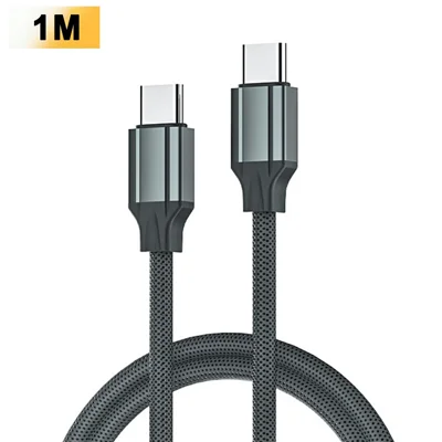 LDNIO LC441C 1 m USB-C til USB-C Kabel 65 W PD Hurtiglader Med Trækkabel til iPhone 15-serien – Grå