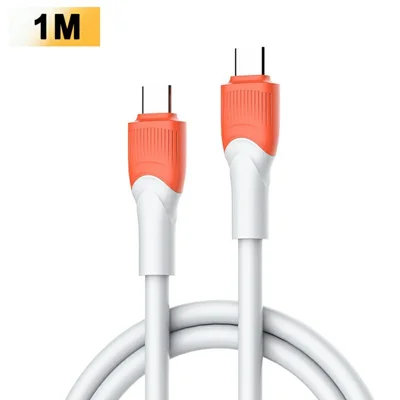 LDNIO LC601C 1 m 100 W superhurtig opladningskabel, Type-C til Type-C, flættet datakabel til telefoner og bærbare - Orange