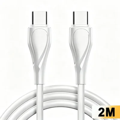 LDNIO LC612C 2 m 65 W hurtigopladningskabel USB-C til USB-C datasynkroniseringskabel til telefon, tablet - Hvid