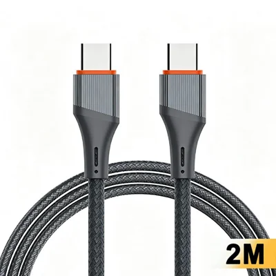 LDNIO LC632C 2 m 65 W USB-C til USB-C hurtigladekabel med TPE-sleeve til iPhone 15-serien, Android-tablets og bærbare – Grå