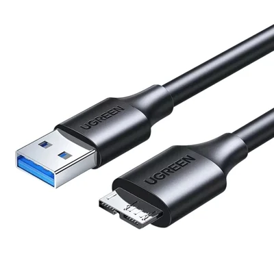 UGREEN US130 50cm USB 3.0 Type-A to Micro-B Adapter Cable 5Gbps 3A for External Hard Drive - Black