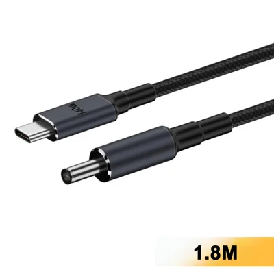 K696-2 1,8 m Kabel für Dell Laptop Type-C auf 4,5 x 3,0 mm DC Adapterkabel 140 W PD Schnellladewandler – Schwarz