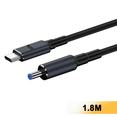K696-4 1.8 м кабель-адаптер USB Type-C (мама) — прямой разъём постоянного тока 5,5 x 2,1 мм, кабель для быстрой зарядки PD на 140 Вт для ноутбука — черный