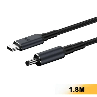 K696-9 1.8 м кабель-адаптер с USB Type-C (мама) на круглый разъем постоянного тока 5,5 x 2,1 мм, конвертер быстрой зарядки 140 Вт PD для ноутбука — черный