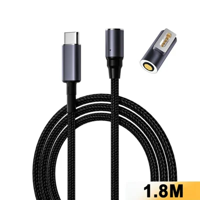 K0168-1 1.8m Type-C to DC Magnetic Cable 100W PD Fast Charging 8-Pin Nylon Braided Power Cord for MacBook - Compatible with MagSafe  /  Style 1