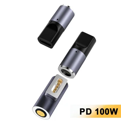 K0165-1 Type-C Male to DC 8-Pin Magnetic Adapter 100W PD Fast Charging Power Cable Adapter for MacBook Laptop - Compatible with MagSafe / Style 1