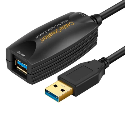 CABLECREATION CD0034 5m USB 3.0 Verlängerungskabel 5Gbps Signalverstärker USB-A-Stecker auf Buchse - Schwarz