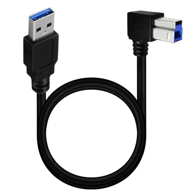 JUNSUNMAY 0.5m USB3.0 USB-A Male to USB Type-B Male Printer Cable Monitor Computer Printing Cord - Up Type