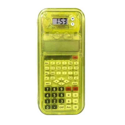 CTIFREE S8 Kalkulator naukowy 240 funkcji, wielokrotne odtwarzanie, wyświetlacz LCD, zegar cyfrowy, zestaw przyborów szkolnych dla uczniów - Żółty