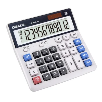 OSALO OS-200ML Large Screen ABS Calculator Solar / Battery Powered 12 Digit Finance Calculator, English Version