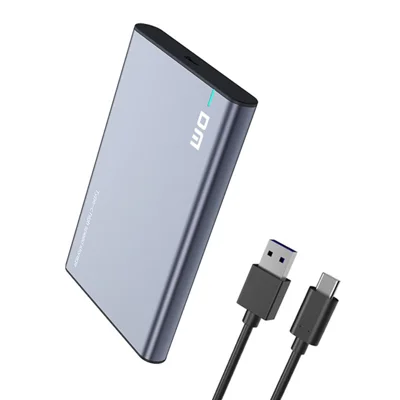 HD002 Type-C to SATA 3.0 Aluminum Alloy  External Hard Drive Enclosure 5Gbps High Speed Transfer 2.5 Inch USB 3.0 SSD HDD Case - Grey Black