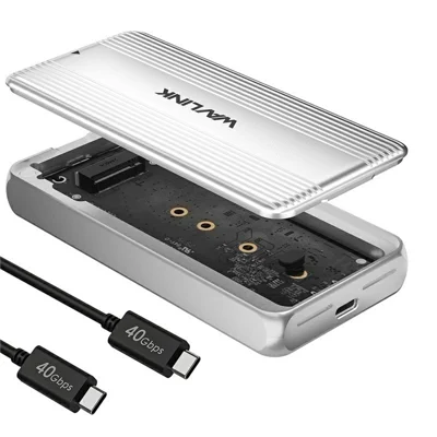 WAVLINK ST406C Boîtier M.2 NVMe SSD USB4 40Gbps en Alliage d'Aluminium, Boîtier de Disque Dur Prend en Charge 2280 / 2260 / 2242 / 2230