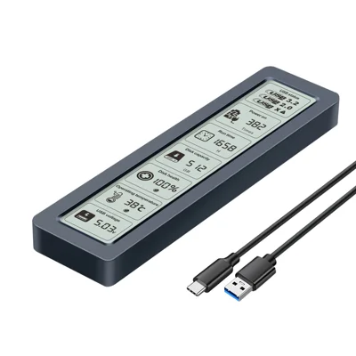Boîtier SSD M.2 intelligent SHUOLE SL-TN26-P avec affichage LED USB 3.2 Type-C 5 Gbps en alliage d'aluminium pour PC et ordinateur portable - Comme indiqué