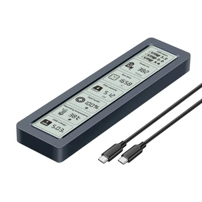 SHUOLE SL-TP26-P M.2 NVMe SSD Enclosure with Smart Display Screen USB3.2 Gen2 10Gbps Hard Drive Case for 2230/2242/2260/2280 - As Shown