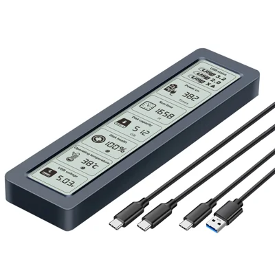 SHUOLE SL-TNP26-P M.2 SSD-fodral Smart Digital Display yttre hårddisklåda USB3.2 Gen2 10 Gbps för NVMe SATA Dual Protocol