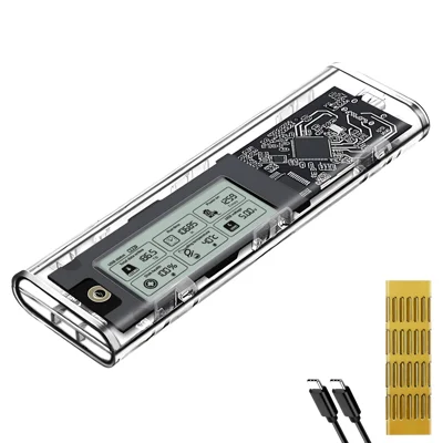 Корпус внешнего жесткого диска SHUOLE SL-TNP10-P M2 Gen2 10 Гбит/с USB3.2 NVMe / SATA Type-C с умным дисплеем для мобильных устройств / планшетов — как показано