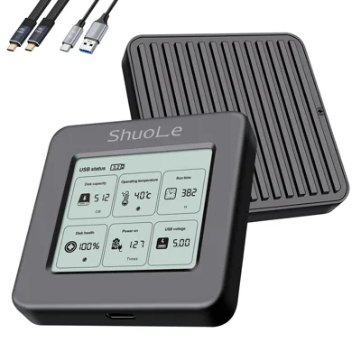 SHUOLE SL-TP19-P Корпус M.2 NVMe с интеллектуальным ЖК-дисплеем, USB 3.2 Gen2, разъем Type-C, корпус для жесткого диска — как показано