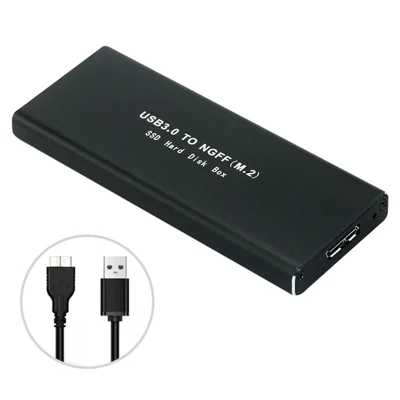 MNO1 NGFF M.2 SSD External Enclosure 5GB USB 3.0 Metal Case Heat Dissipation for 2230 2242 2260 2280 Portable Hard Drive - Black